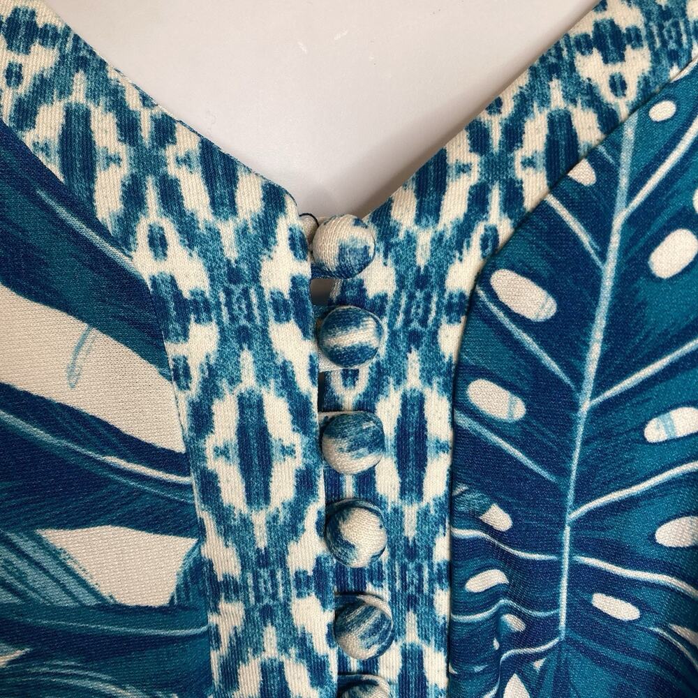 Potpourri Womens Blue White Floral Peasant Tunic Top Size 1X Cottagecore Country - Picture 8 of 11